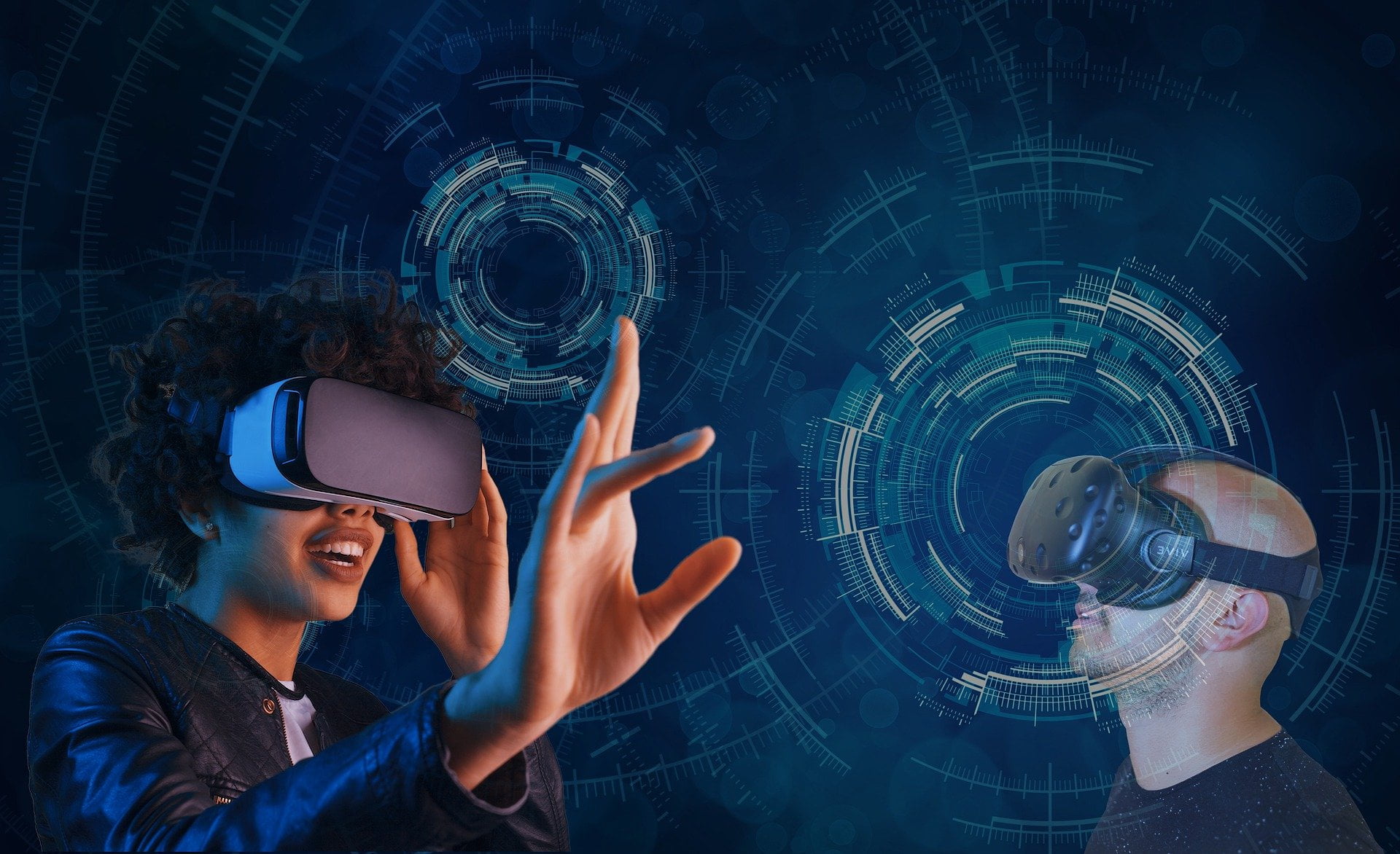 Image showing a woman wearing a VR headset and experiencing metaverse