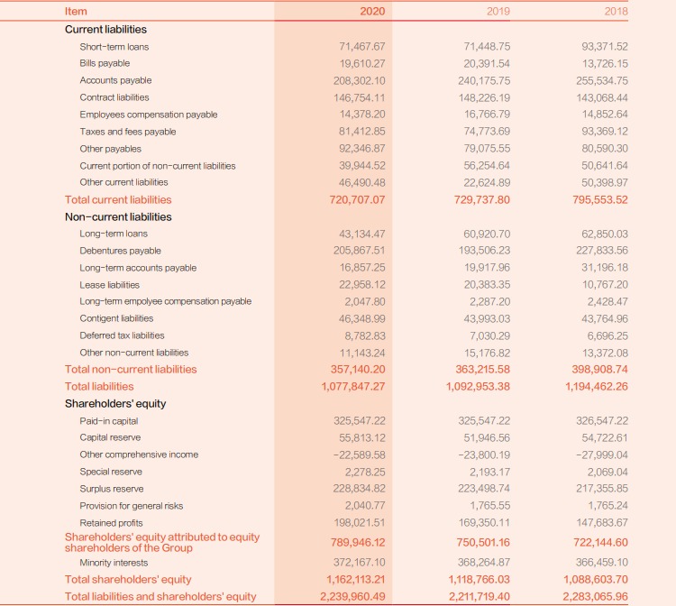 An Image showing the Liabilities as per financial statements